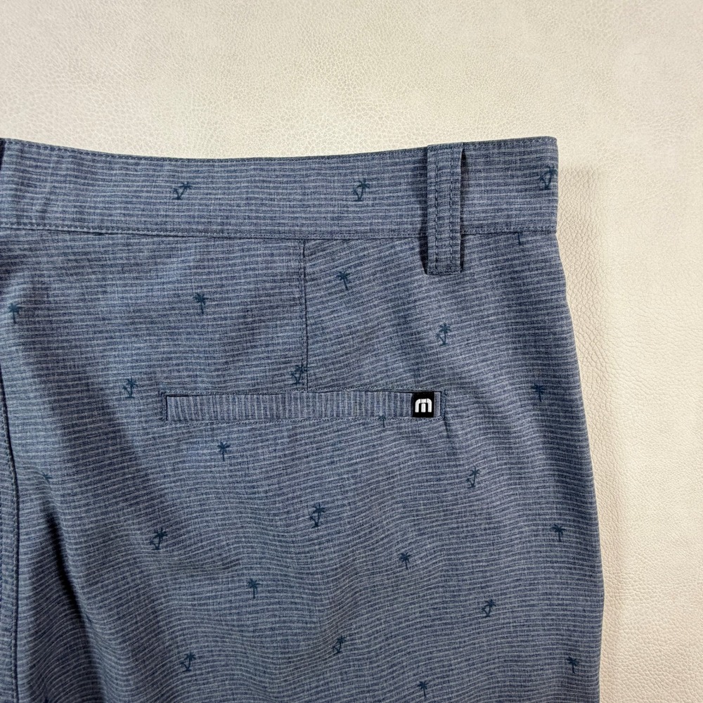 Travis Mathew Mens Blue Palm Tree Print Golf Shorts Size 36 Heathered Hybrid - Picture 6 of 12